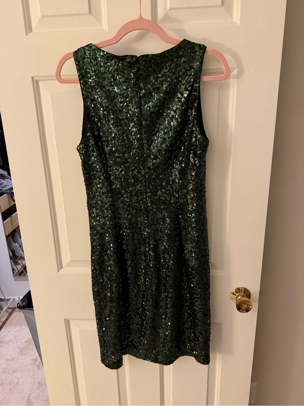 Carmen Marc Valvo Green Sequin Sheath Dress 10 Cocktail Holiday Party - Picture 5 of 5